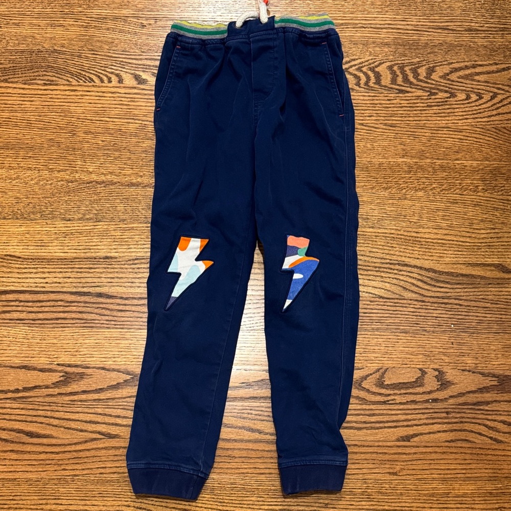 Boden Kids Navy Joggers with Vibrant Lightning Bolts